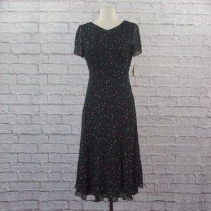 Vintage 90s Silk Rainbow Polkadot Dress 4